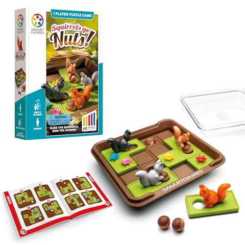 SmartGames Squirrels Go Nuts!, Fun IQ Brain Teaser Puzzle, Cognitive Development STEM Toy with 60+ Challenges, Travel Friendly Tabletop Educational Matching Puzzle Game, Suitable for Children Above 6+