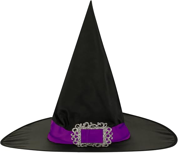 amscan 9918063 - Adults Halloween Black Witches Hat with Glitter Mock Buckle
