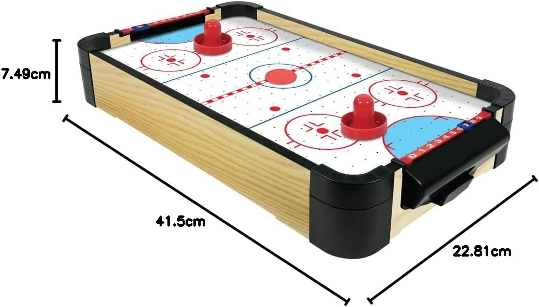 Ambassador 16 Inch Tabletop Air Hockey Game for Kids 3+ Years, Portable Mini Air Hockey Table, 2 Player Arcade Style Game
