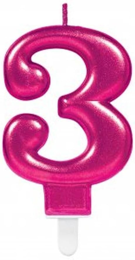 Amscan 9901785 Number Candle #3 Metallic Pink-1 Pc
