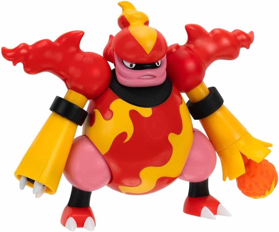 Pokemon Magmortar Battle Feature Figure - 4.5-Inch Magmortar Battle Figure with Fireball Cannon