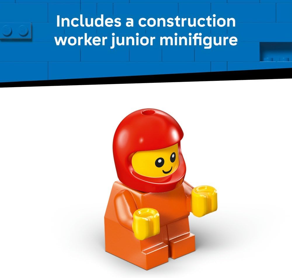 LEGO City Rides – Construction Loader Toy - Excavator Building Set w/a Worker Junior Minifigure - Party Bag Fillers - Small Collectible Gift for 5+ Year Old Boys - 60483