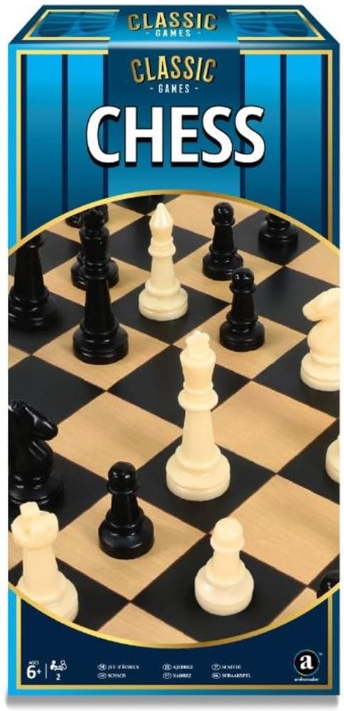 Merchant Ambassador Classic Chess Game Set, Wooden Strategy & Educational Board Game, White/Black, 6+ Years