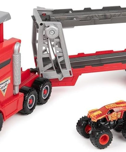 شاحنة Monster Jam 1:64 Launch N Go Hauler، شاحنة Monster RC مصبوبة، حفار قبور بمناسبة الذكرى الأربعين، منحدر حركات بهلوانية، مناسبة للأعمار من 3 سنوات فما فوق