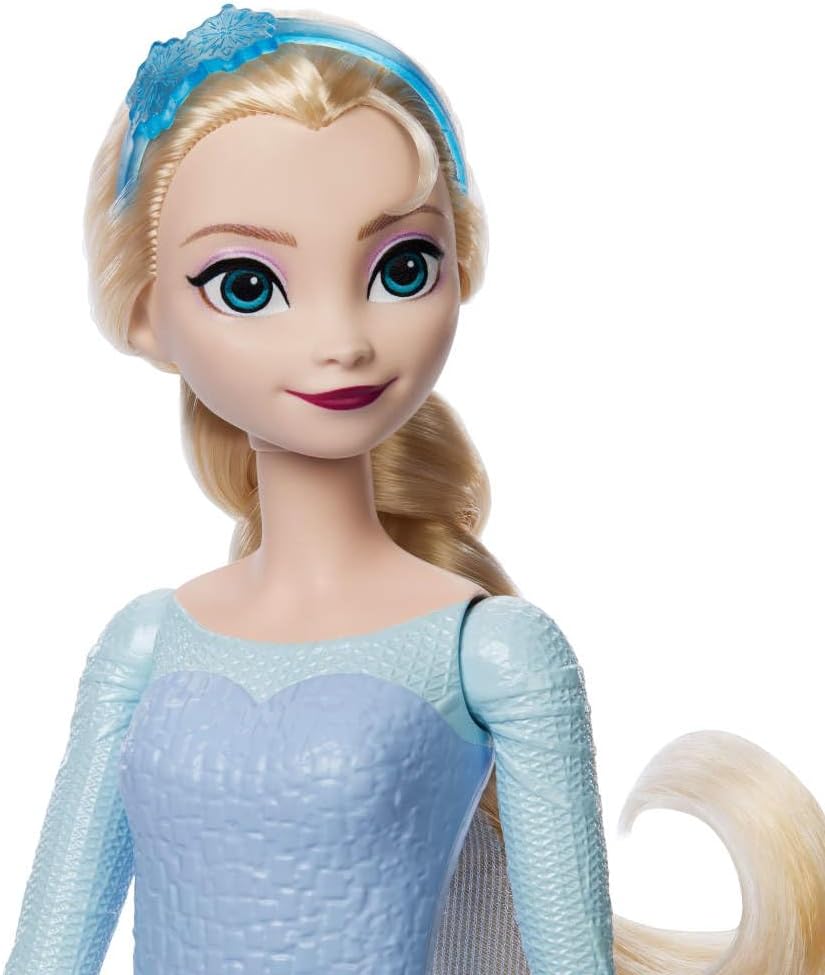 Mattel Disney Frozen Elsa Fashion Doll Set Spin & Reveal with 11 Surprises Including 5 Accessories, 5 Stickers and a Play Scene Inspired by Disney Movie JBG59
