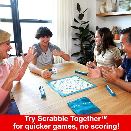 Scrabble Board Game, Family Word Game with Two Ways to Play, includes 50 Goal Cards that Teach Scrabble Basics for 2-4 Players