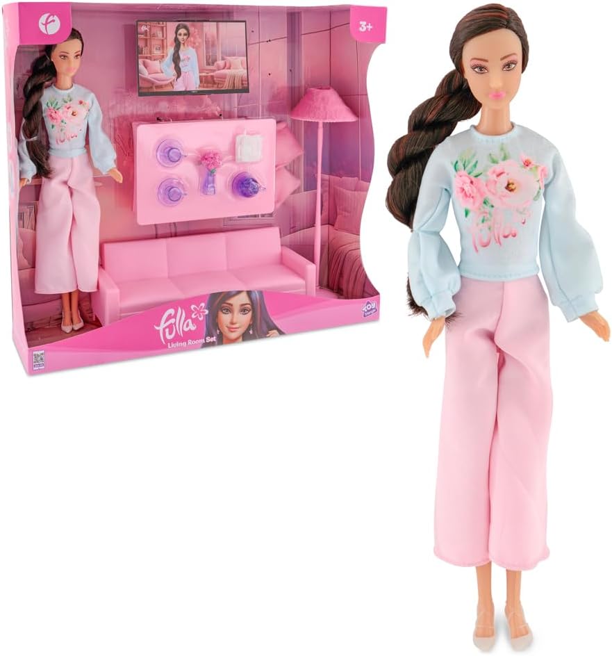 Fulla Living Room Doll Set, Cozy Doll Playset with Furniture and Accessories, Pretend Play Toy for Girls Ages 3 and Up
