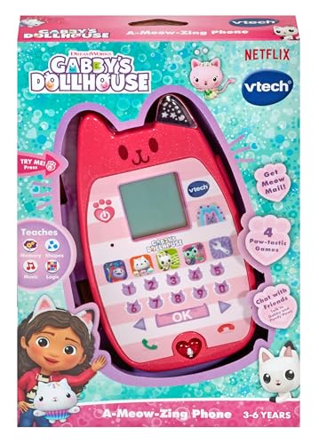 Vtech - Gabby's Dollhouse A-Meow-Zing Phone - Multicolour | Let’s chat with Gabby! Voice activation lets children chat with Gabby and Pandy Paws for interactive pretend play | suitable ages 3 + up