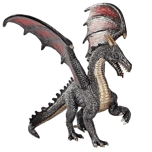 MOJO Steel Dragon Figurine, Hand-Painted Fantasy Creature, Realistic Collectible Toy, Fantasy Collection, Educational Display Model, Ages 3+