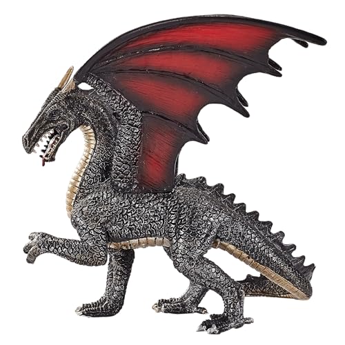 MOJO Steel Dragon Figurine, Hand-Painted Fantasy Creature, Realistic Collectible Toy, Fantasy Collection, Educational Display Model, Ages 3+