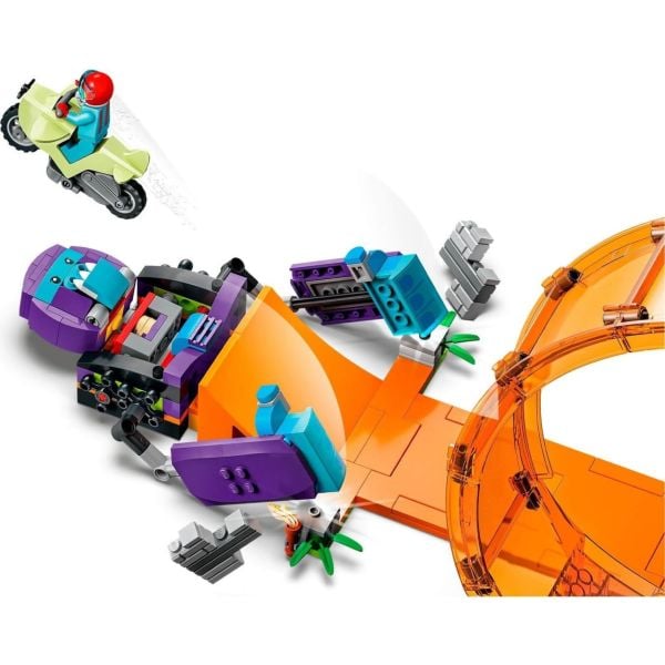 مجموعة بناء ليجو سيتي سماشينج شيمبانزي ستانت لوب 60338، 226 قطعة مع دراجة بهلوانية تعمل بعجلة الموازنة و3 شخصيات صغيرة، لعبة حركة للأطفال من سن 7 سنوات فما فوق