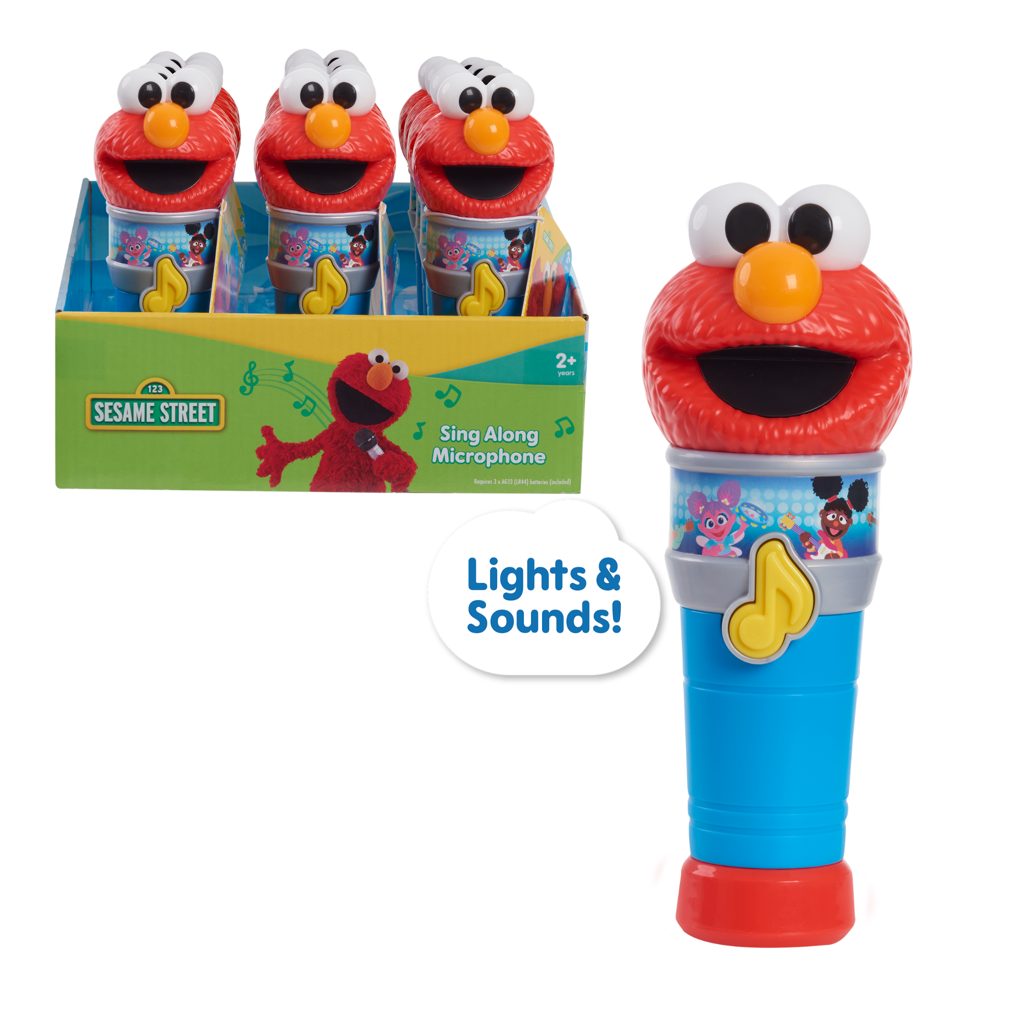 لعبة سيسامي ستريت سينغ مع ميكروفون إلمو، لعبة موسيقية تفاعلية محمولة مضيئة مع صوت، مرخصة رسميًا من جاست بلاي للأطفال الصغار من عمر سنتين فما فوق