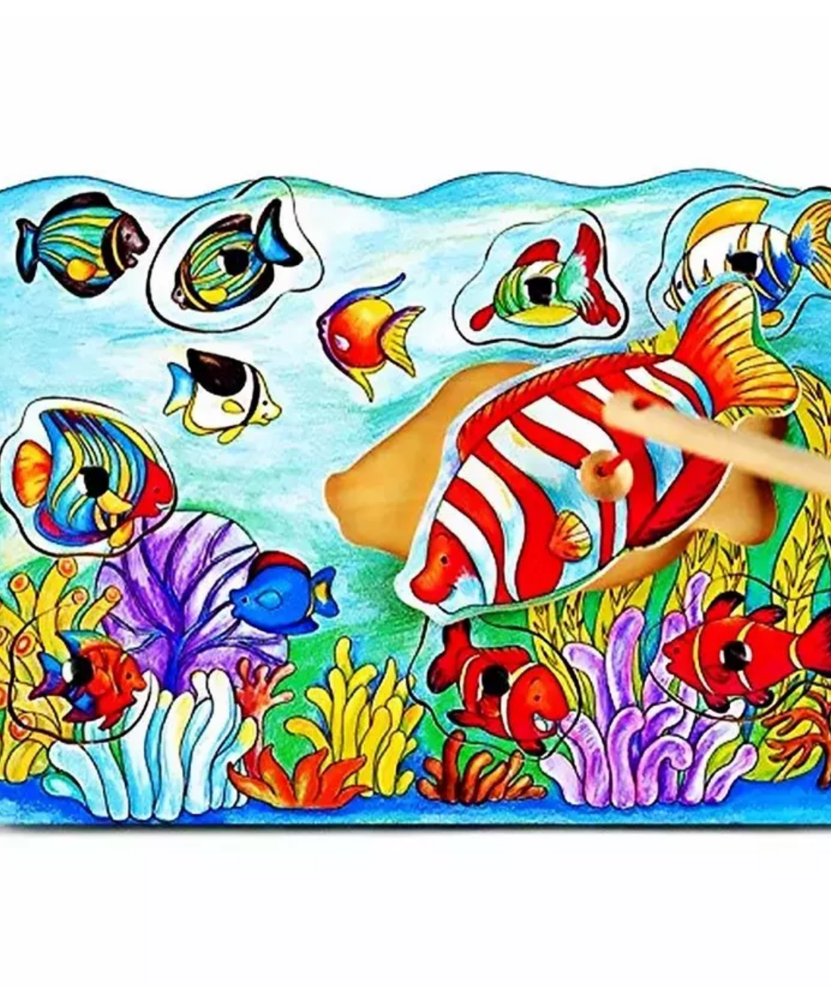 لعبة صيد السمك فيجا بقضيب، أحجية مغناطيسية من 8 قطع، لعبة مونتيسوري خشبية، تُنمّي المهارات الحسية والإدراكية والحركية الدقيقة، لعبة تعليمية للأطفال غير سامة وصديقة للبيئة، مناسبة للأطفال من سن 18 شهرًا فما فوق