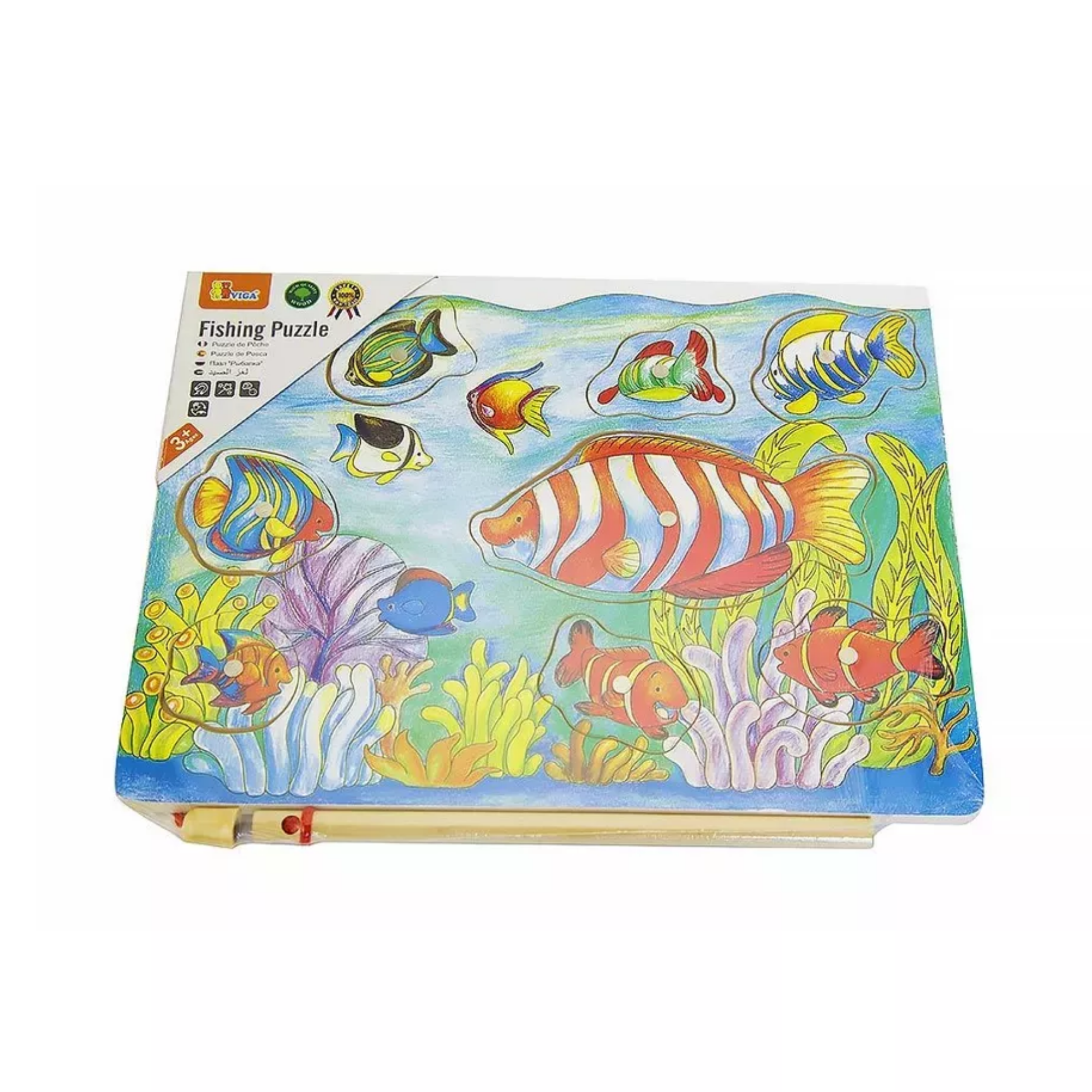 لعبة صيد السمك فيجا بقضيب، أحجية مغناطيسية من 8 قطع، لعبة مونتيسوري خشبية، تُنمّي المهارات الحسية والإدراكية والحركية الدقيقة، لعبة تعليمية للأطفال غير سامة وصديقة للبيئة، مناسبة للأطفال من سن 18 شهرًا فما فوق