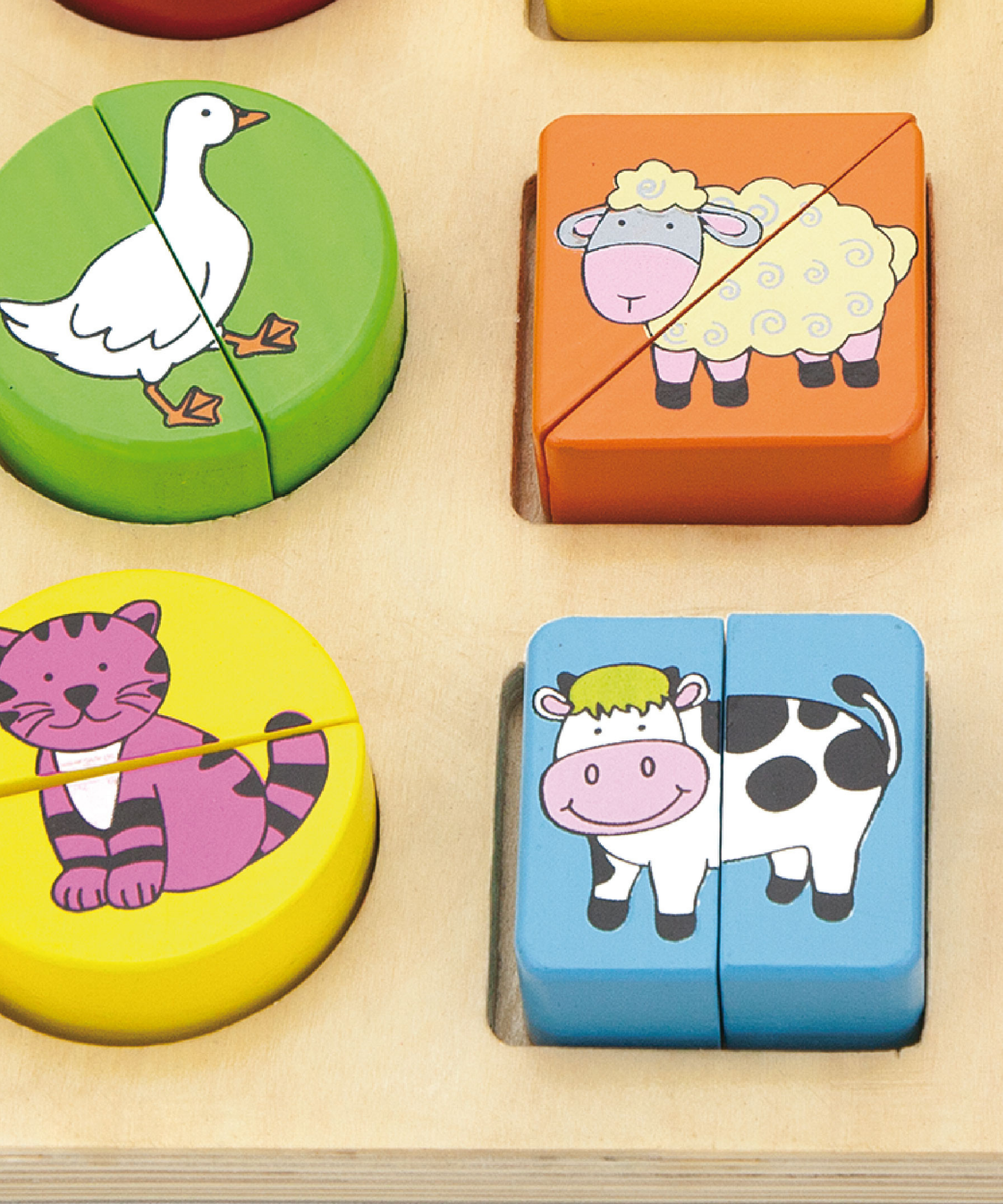 لعبة أحجية مكعبات هندسية من فيجا فارم أنيملز، مكونة من 18 قطعة، لعبة مونتيسوري خشبية، تُنمّي المهارات الحسية والإدراكية والحركية الدقيقة، غير سامة وصديقة للبيئة، مناسبة للأطفال من سن 18 شهرًا فما فوق