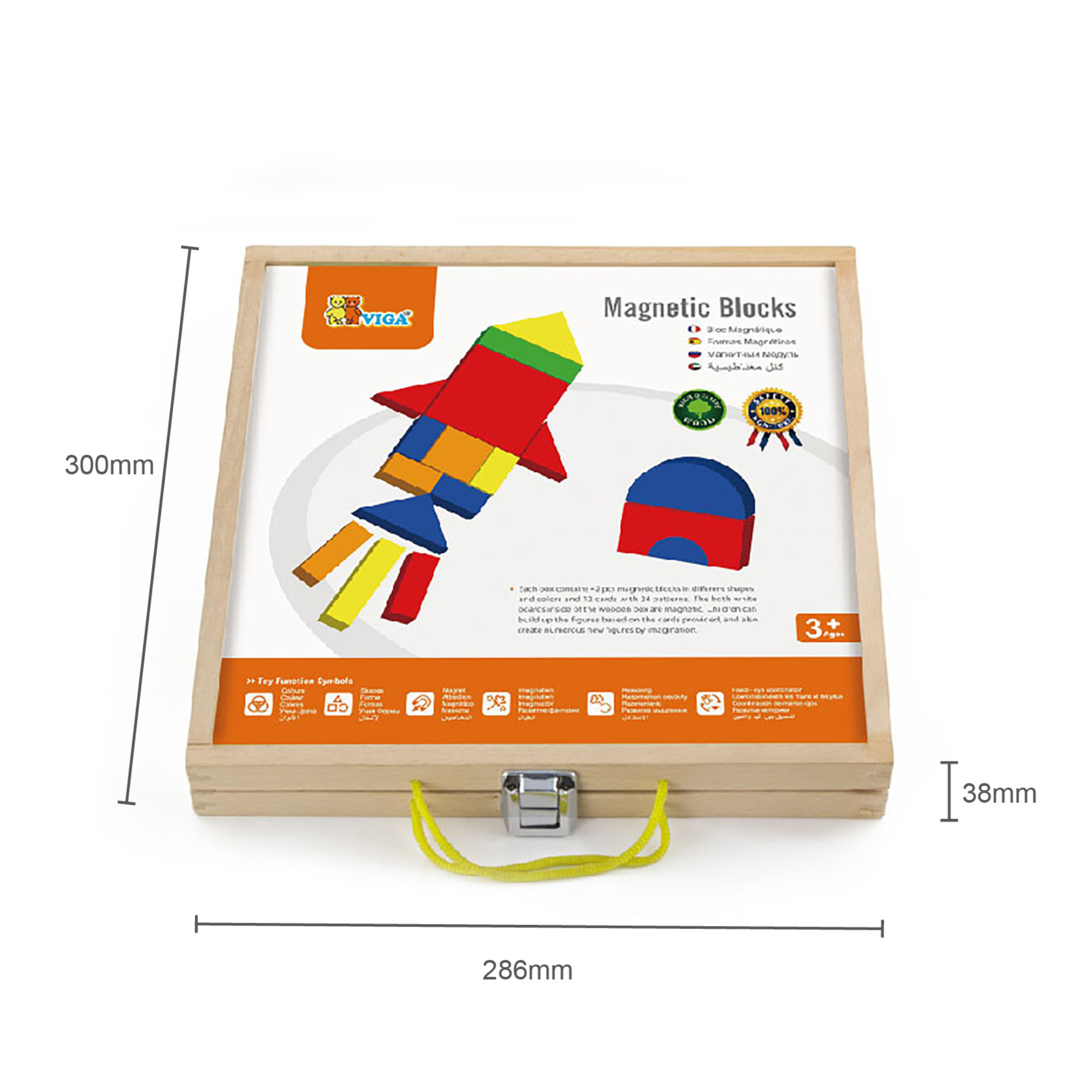 مكعبات فيجا المغناطيسية، 42 قطعة أحجية، لعبة مونتيسوري الخشبية، تنمي المهارات الحسية والإدراكية والحركية الدقيقة، لعبة تعليمية للأطفال غير سامة وصديقة للبيئة، مناسبة للأولاد والبنات من سن 3 سنوات فما فوق