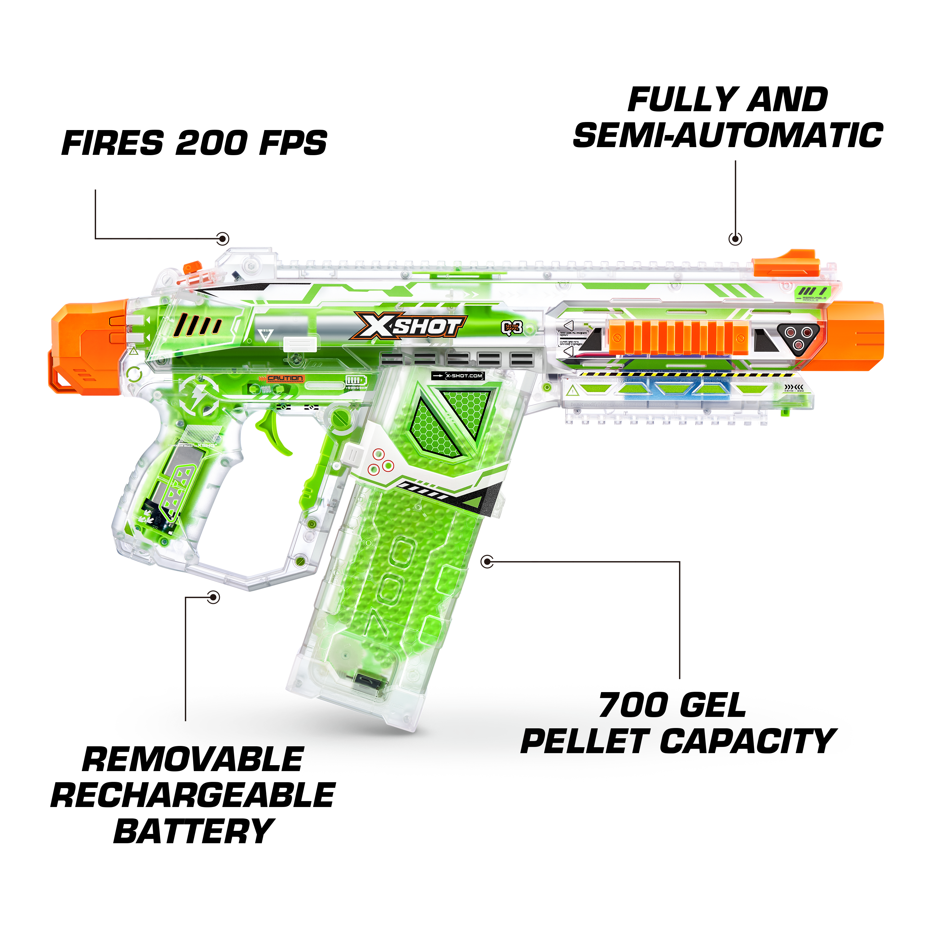 X Shot Hyper Gel Glow In The Dark Large Blaster, Toy Gun for Boys, Age 14+