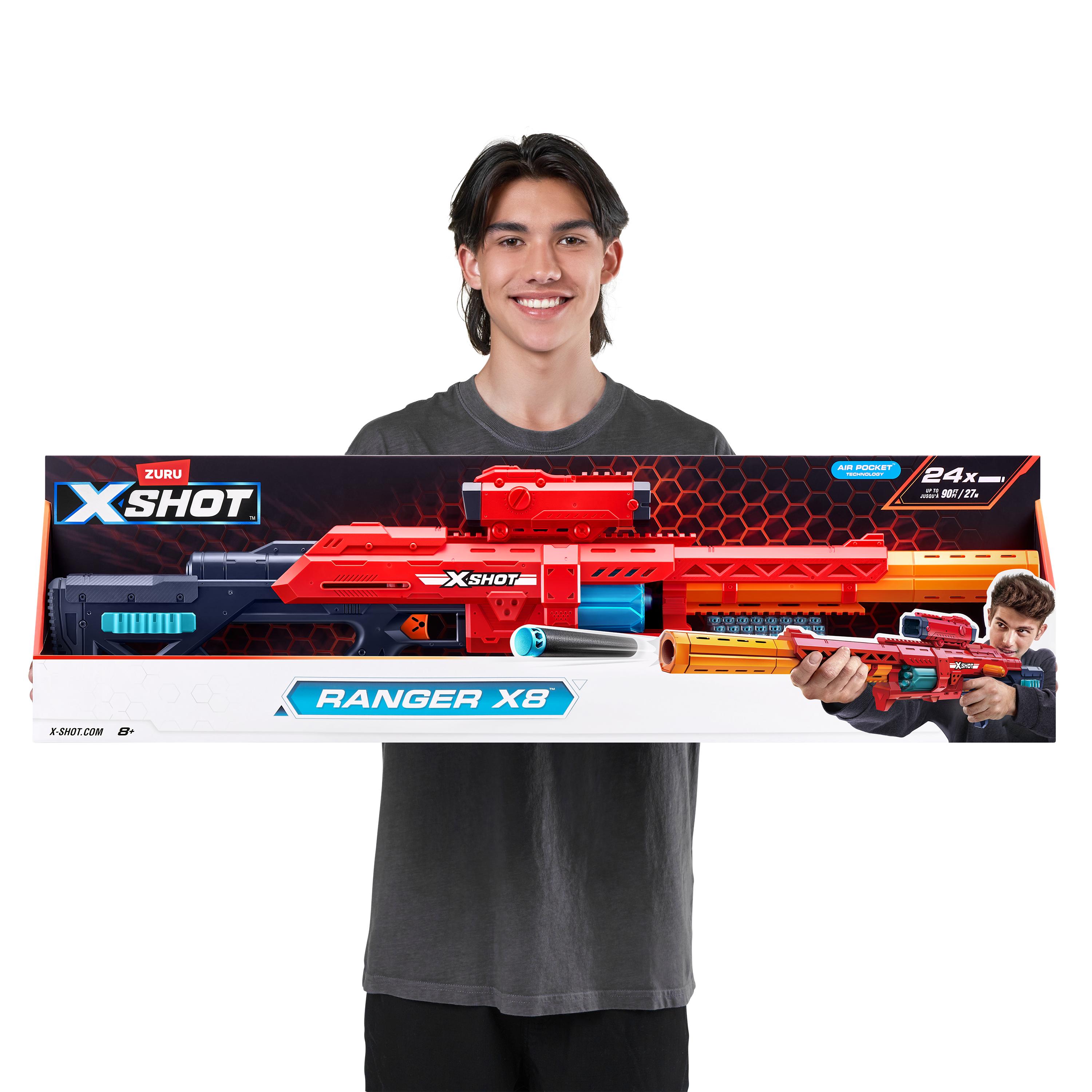 X-Shot Excel Ranger X8 Foam Blaster for Boys & Girls Ages 8+, 24 Darts, Rotating Barrel, Air Pocket Technology, Outdoor Action Toy