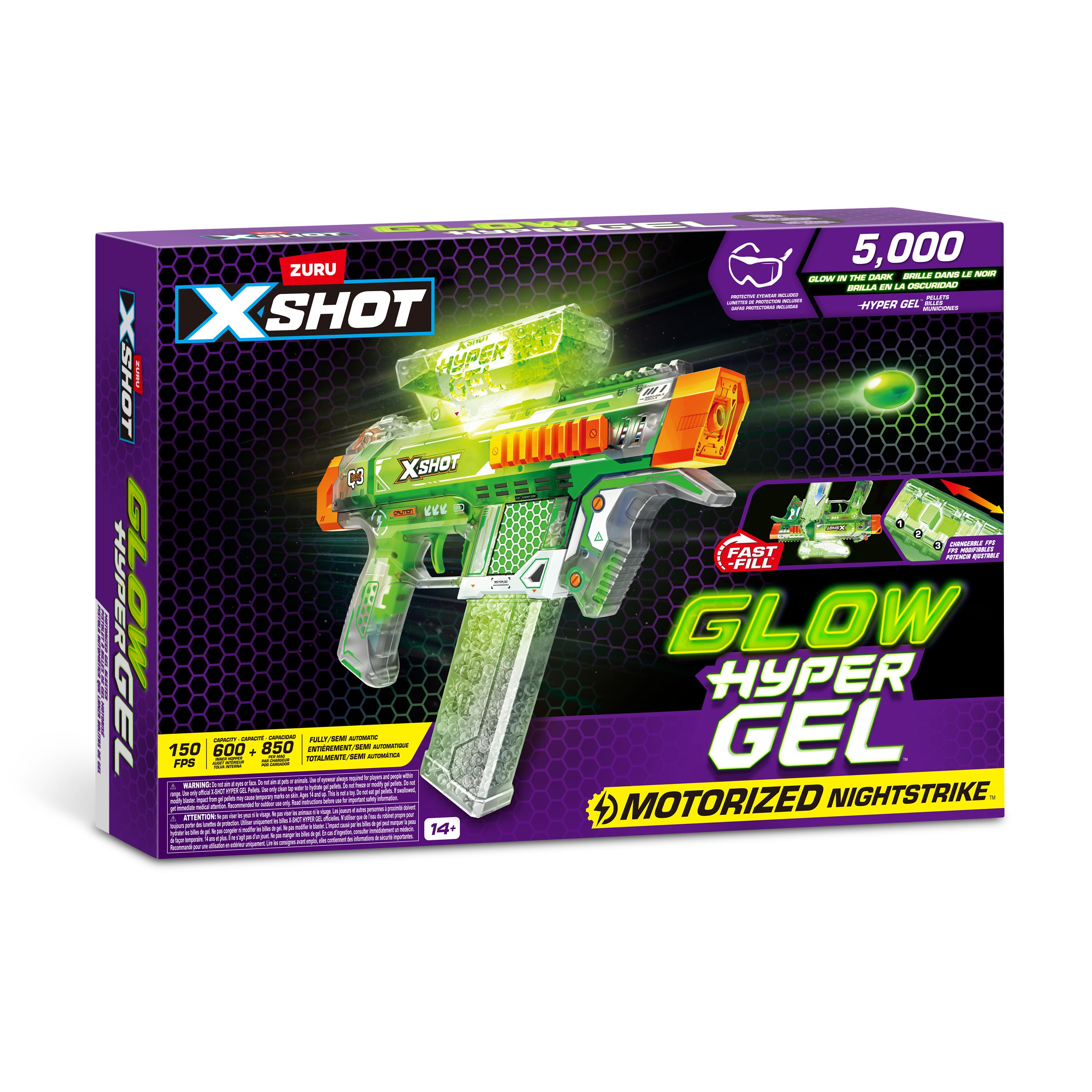 X Shot Hyper Gel Glow In The Dark Medium Blaster, Toy Gun for Boys, Age 14+
