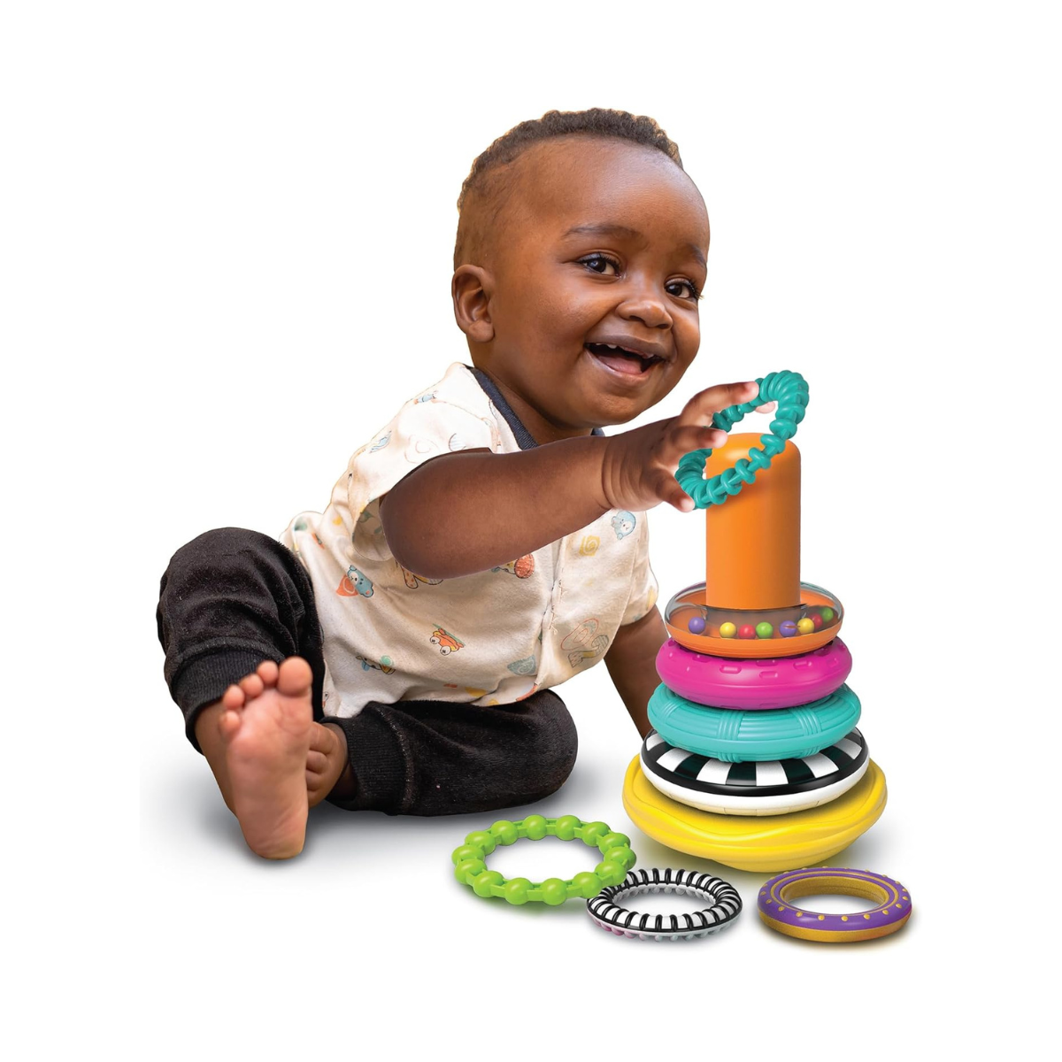 Winfun Sensory Wobble Stacker Baby Toy for Motor Skills Hand-Eye Coordination and Early Learning 3+ Months