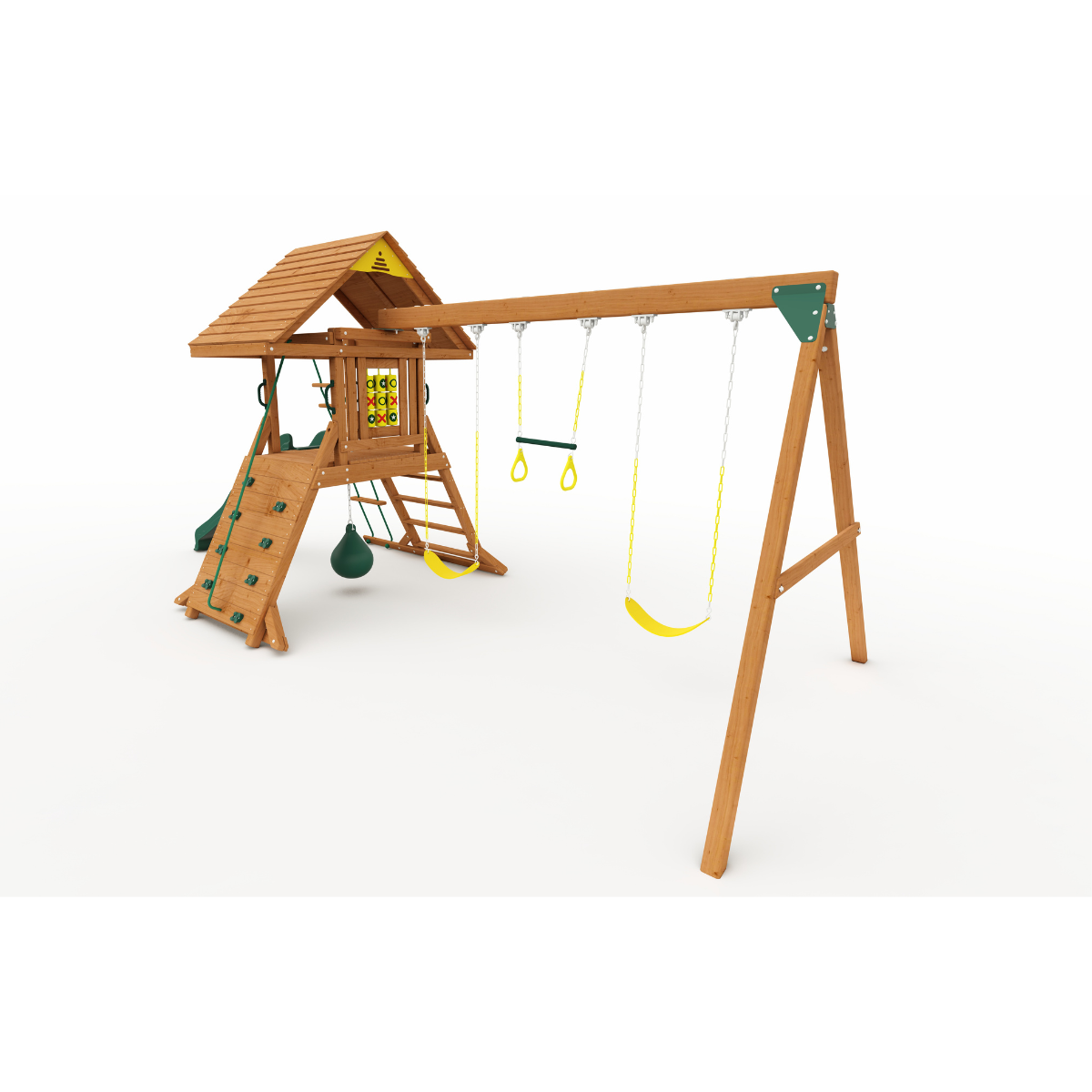 Hilltop Heights Swing Set – Kiddoro Wooden Outdoor Playground (Ages 2–12 Years)
