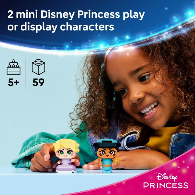 LEGO|Disney Princess Mini Jasmine & Rapunzel Figures - Collectible Toy w/ 2 Mini Dolls & Accessories incl. a Magic Lamp - Small Gift for 5+ Year Old Girls & Fans - 43303