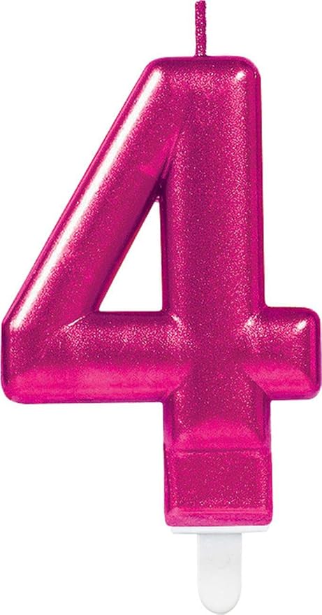Amscan 9901786 Number Candle #4 Metallic Pink-1 Pc