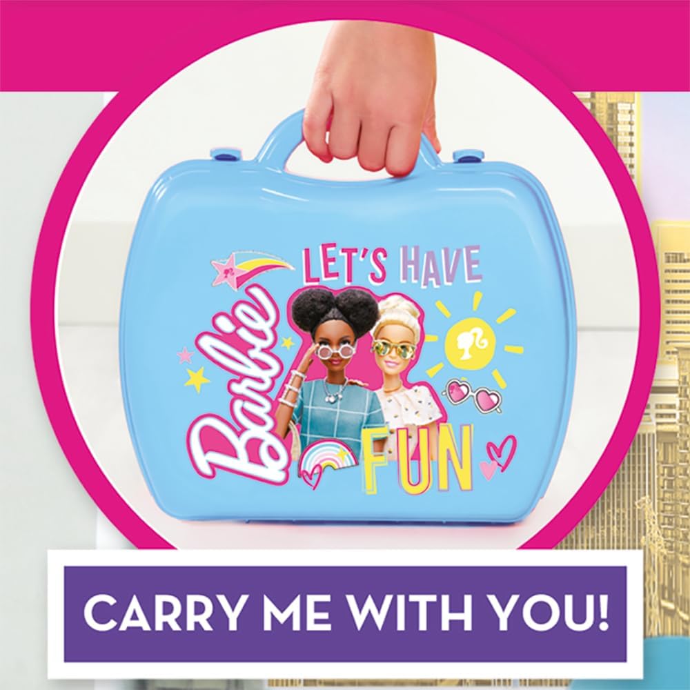 Sinco Creations Barbie City Break Adventure Playset, 20 Piece Pretend Play Toy with Carry Case, Role Play Toy Suitable for Kids Aged 3Y+