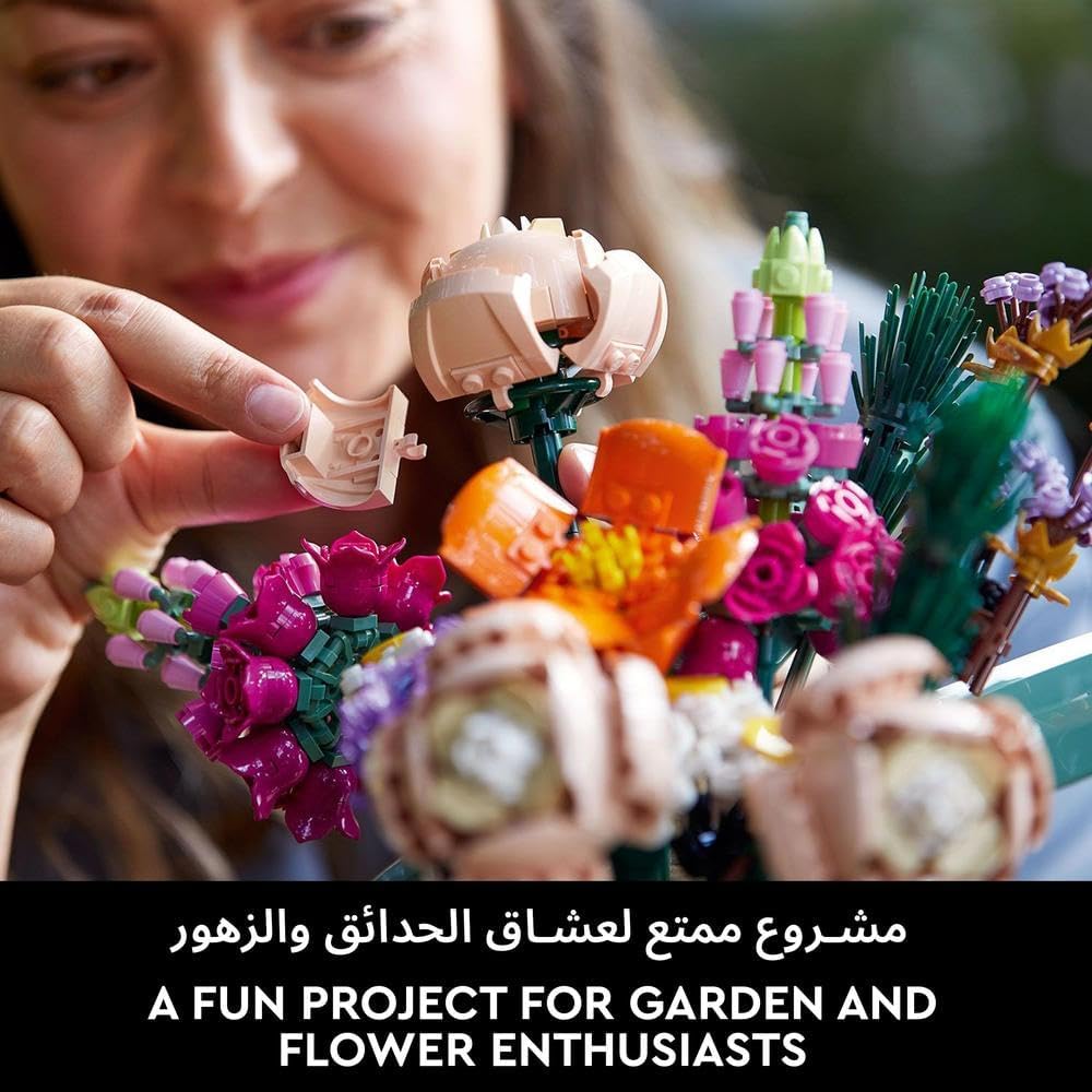 LEGO Botanicals Flower Bouquet - Artificial Flowers Set for Adults incl. Roses, Snapdragons, Poppies, Asters & Daisies - Ramadan Gift Idea for Women and Men - Botanical Collection - 10280