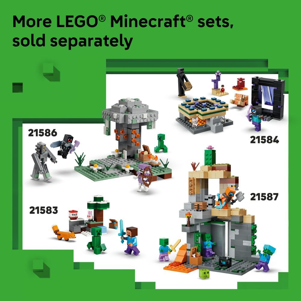 LEGO Minecraft Chicken Farm - Building Toy w/a Chicken Fan Minifigure, Baby Zombie & Fox Mob Figures - Gamer Gift for 7+ Year Old Boys & Girls - 21585