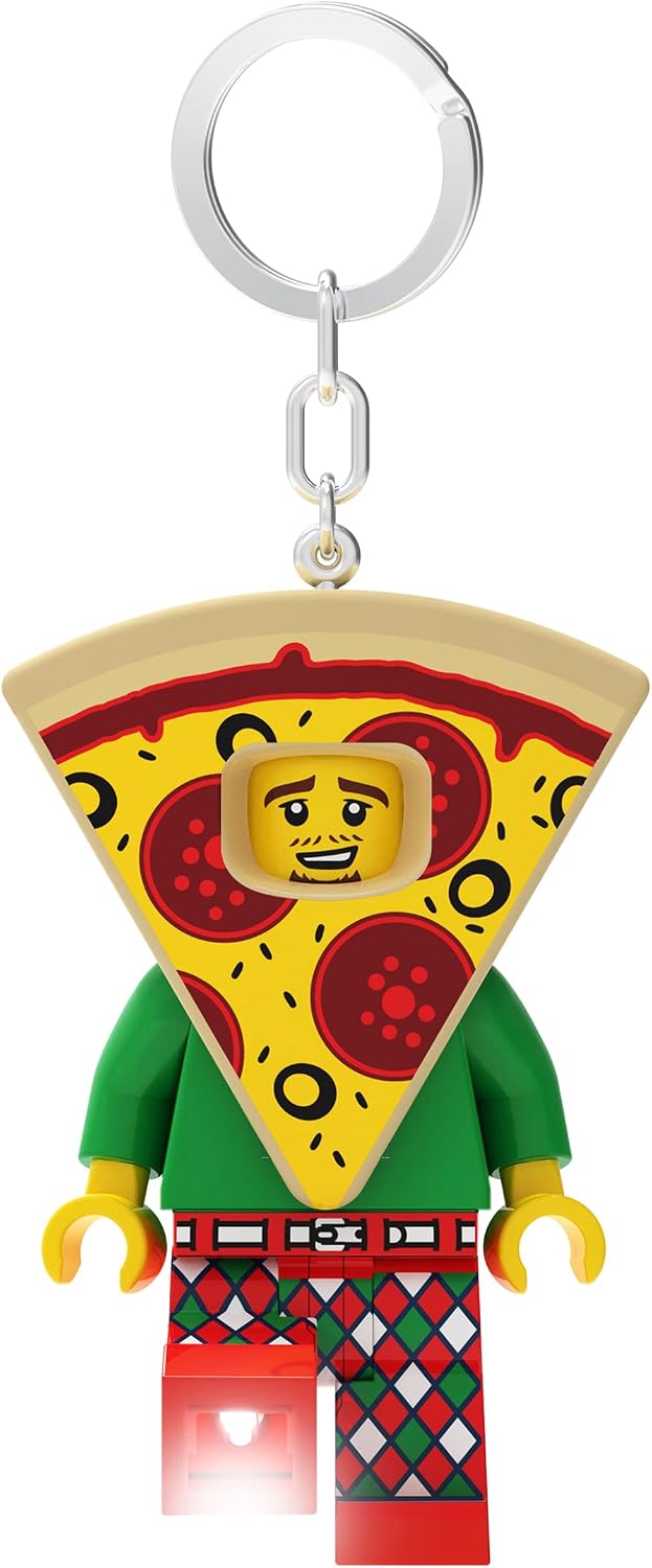 LEGO Minifigures Large 3 Inch Tall Figure Keychain Light - Pizza Costume Guy (KE176H), Bag charm with LED light