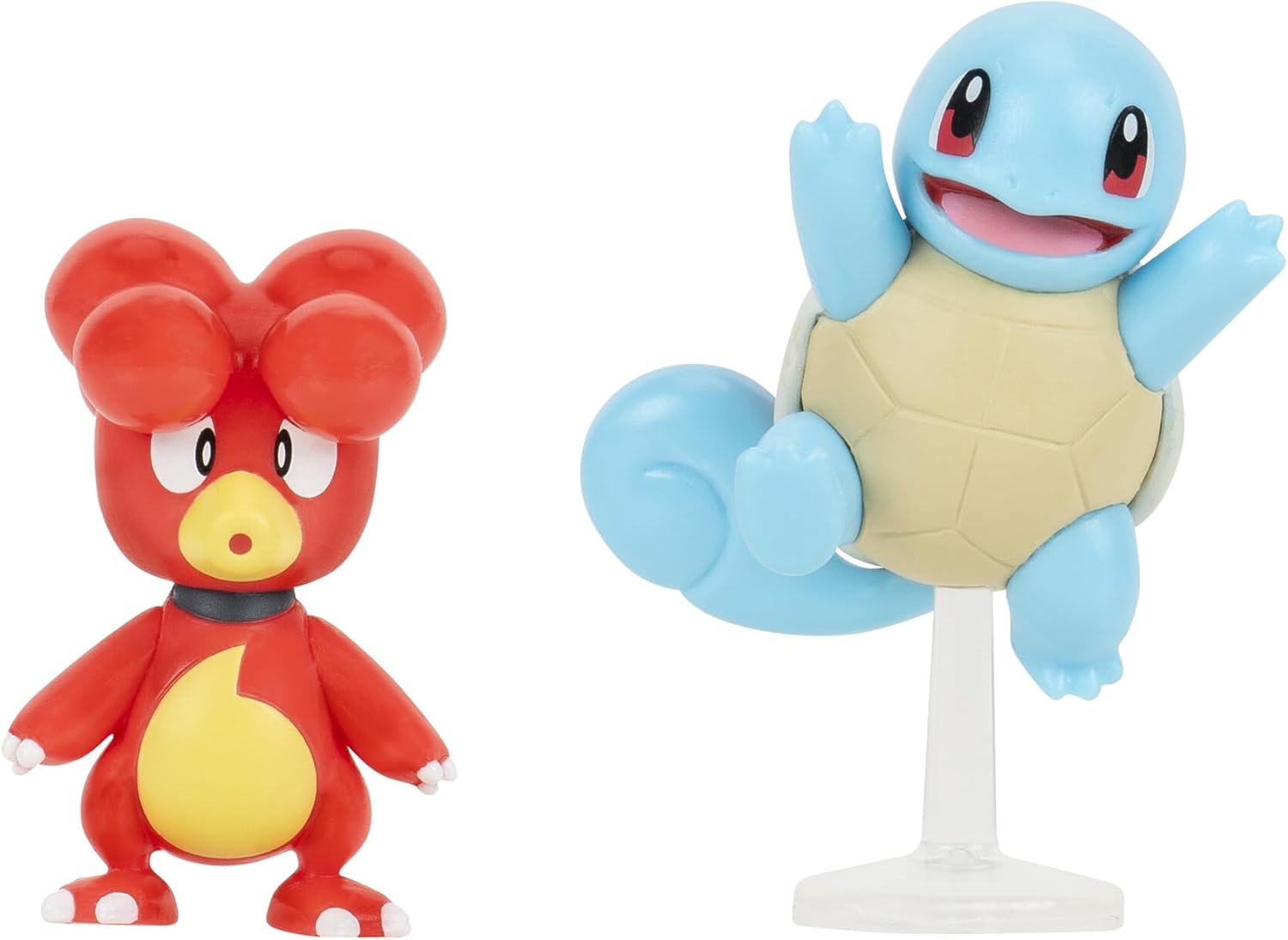 Pokemon Battle Figure Magby & Squirtle, Official Detailed Action Figures, Play Figurines for Kids, Toy Gift