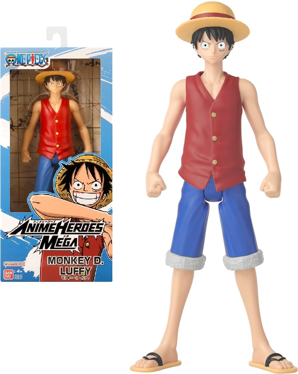 Bandai - Anime Heroes - One Piece - Mega Monkey D. Luffy, 17cm Action Figure, Highly Details Articulated Figurine, Collectible, 4 Years+