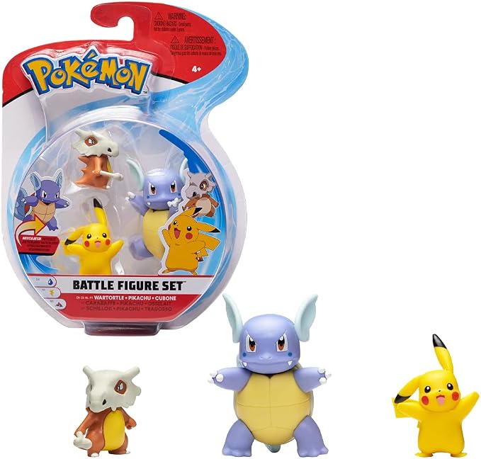 Pokémon Battle Figure Wartortle, Pikachu, Cubone, Multi Color, PKW0046