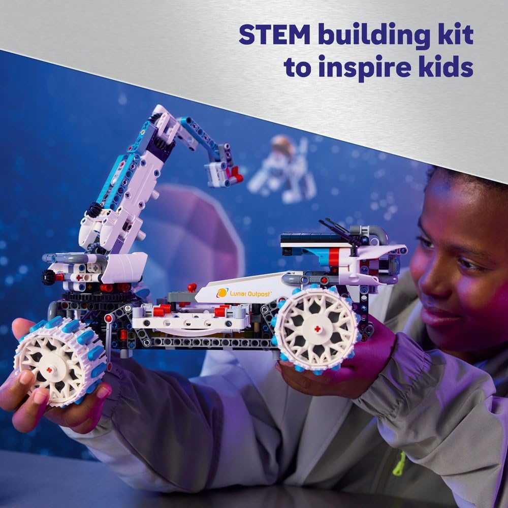 LEGO Technic Lunar Outpost Moon Rover Space Vehicle - Interactive STEM Toy with a Crane & Solar Panels - Robot Model - Birthday Gift for 10+ Year Old Boys & Girls - 42211