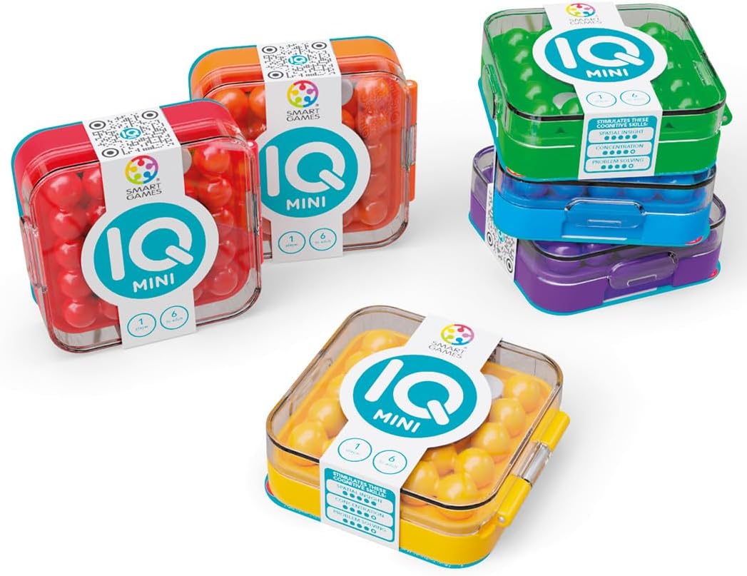 SmartGames IQ Mini Handheld Educational Puzzle Game Create Your Own Levels Brain Teaser for Kids Ages 6 and Up Travel-Friendly Matching Game