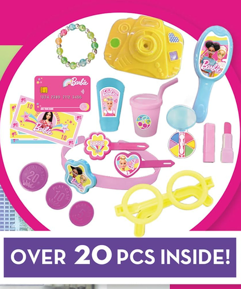 Sinco Creations Barbie City Break Adventure Playset, 20 Piece Pretend Play Toy with Carry Case, Role Play Toy Suitable for Kids Aged 3Y+