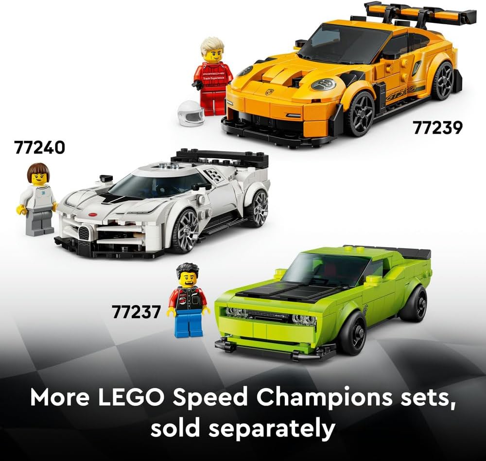 LEGO Speed Champions Lamborghini Revuelto & Huracán STO - Toy Race Cars Model Kit incl. 2 Driver Minifigures - Ramadan Gift for 10+ Year Old Boys - 77238