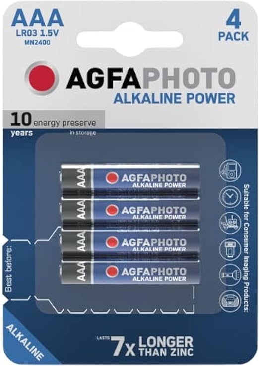 Agfaphoto alkaline long lasting power lr03 aaa pack of 4 batteries