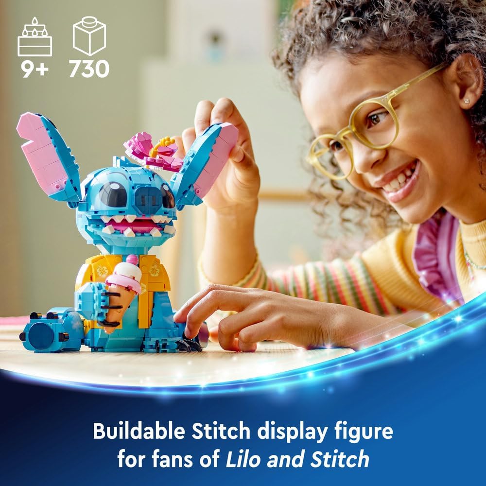 LEGO | Disney Stitch Toy - Play & Display Figure with an Ice-Cream Cone & Decorative Flower - Ramadan Gift for 9+ Year Old Girls, Boys & Lilo & Stitch Movie fans - 43249