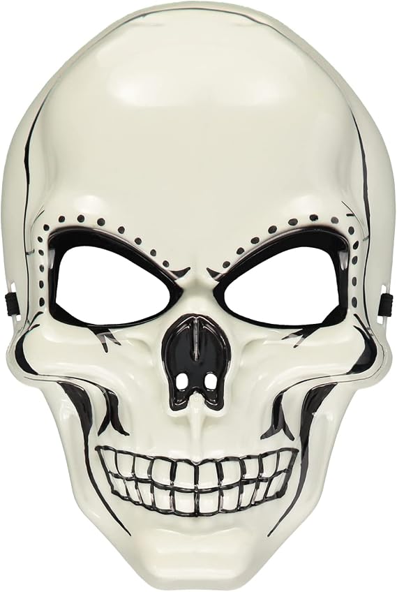 amscan 9918077 - Adults Halloween Black & White Skeleton Mask with Elastic Tie