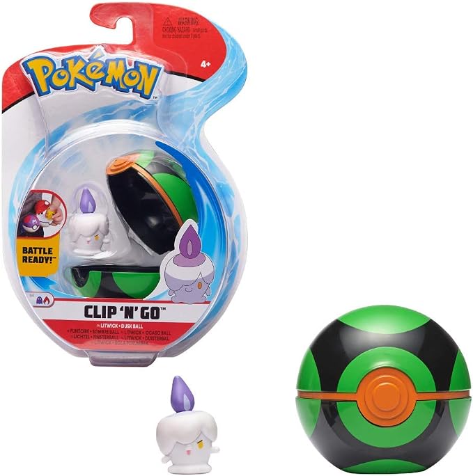 Pokemon Clip N Go Litwick & Dusk Ball, Multi Color, PKW0008, Wicked Cool Toys