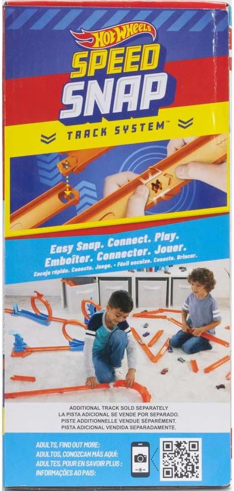 Hot Wheels Toy Car Track Set, Triple Loop Pack & 1:64 Scale Vehicle, Track-Building Components with 3 Loops, Speed Snap Tracks & Adapters, JDW39