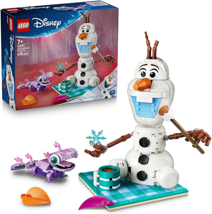 LEGO | Disney Frozen Olaf and Bruni's Picnic Fun Toy - Snowman Figure w/a Picnic Blanket & Accessories - DIY Bedroom Decor - Gift for 7+ Year Old Girls & Fans - 43287