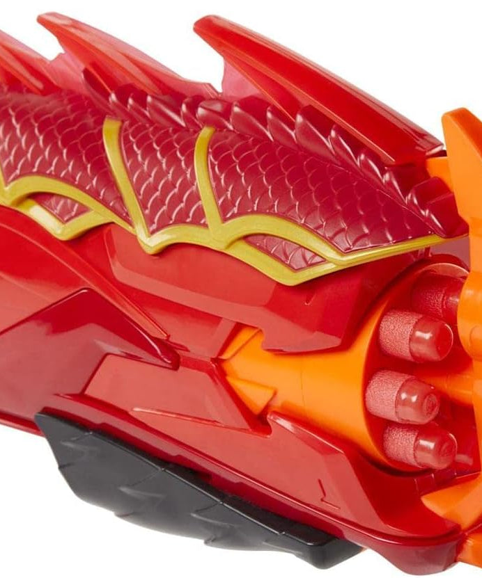 مسدس نيرف دراجون باور إمبرسترايك، مستوحى من لعبة الزنزانات والتنينات، مزود بأسطوانة دوارة بثمانية سهام، يعمل بضخ الهواء، يتضمن 16 سهم نيرف إيليت مع مخزن للسهام، مسدس لعبة للأطفال من سن 8 سنوات فما فوق