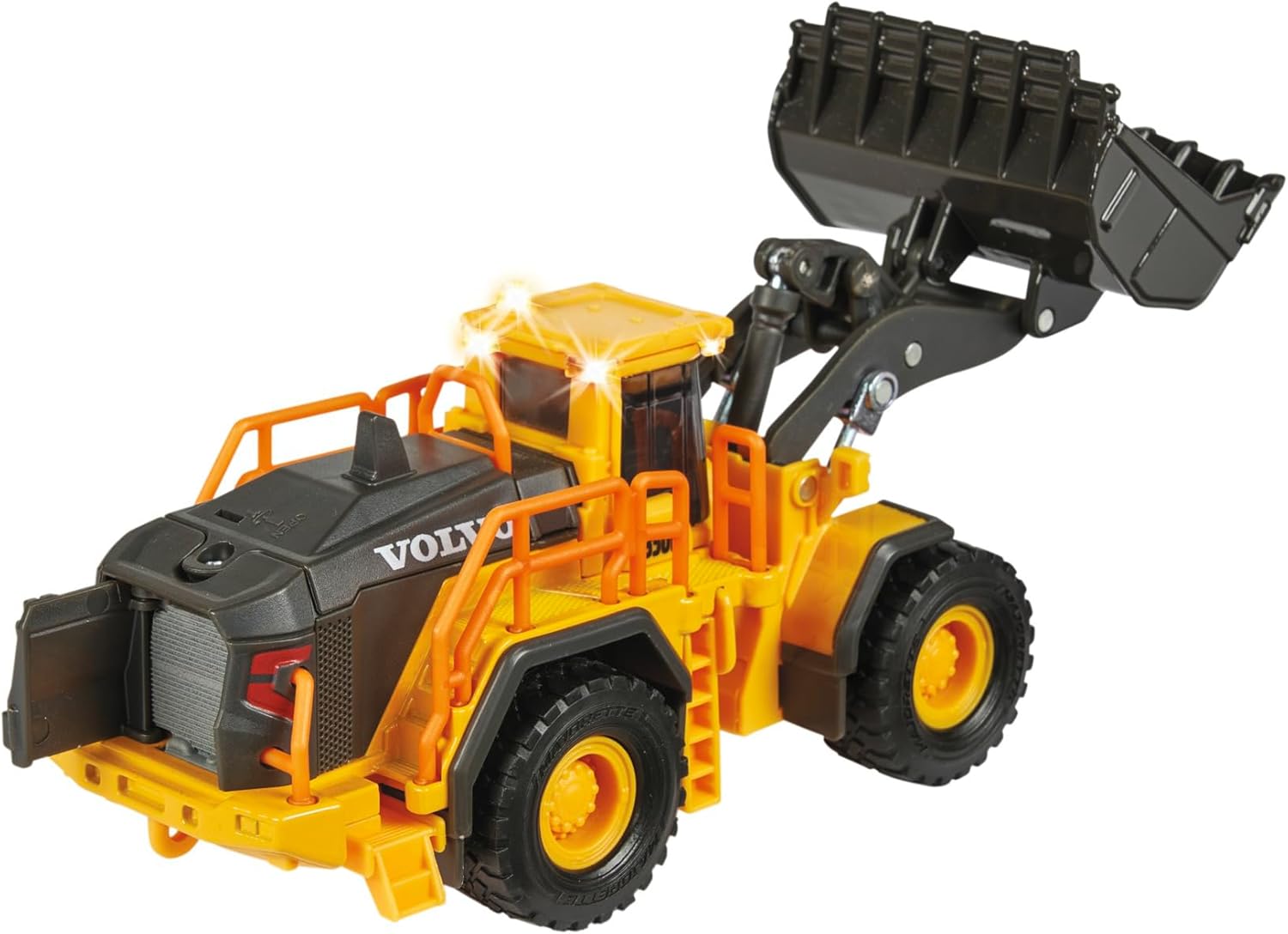 Majorette Grand Series Construction Volvo Wheel Loader L350H Die-Cast – Realistic Sound & Light Features, Movable Shovel, Sturdy Metal Design, One Size, Kids 3+
