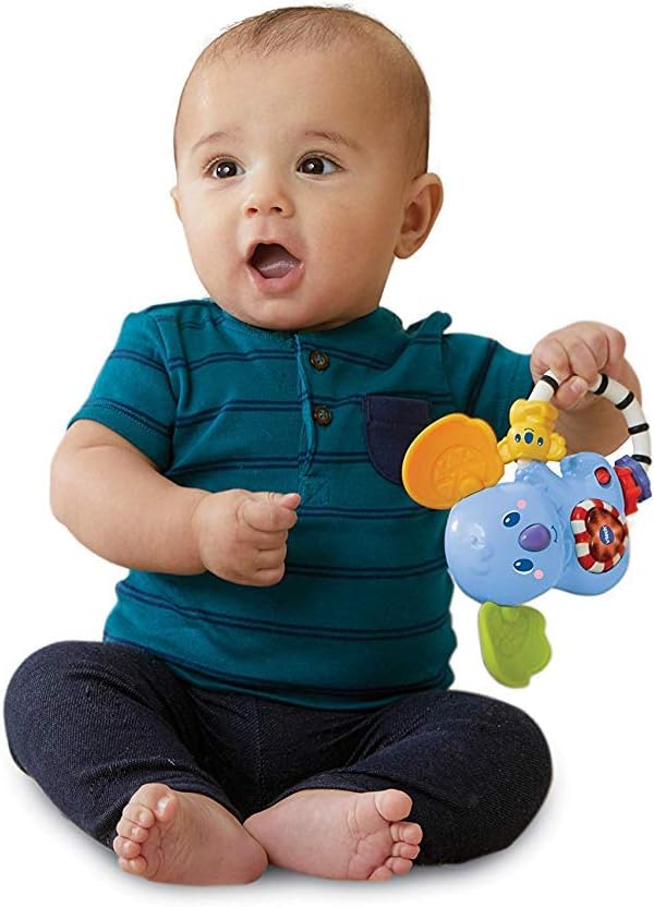 VTech Twist n Play Koala Interactive Baby Rattle with Lights Sounds and Motor Skill Activities for Babies 3 Months and Up