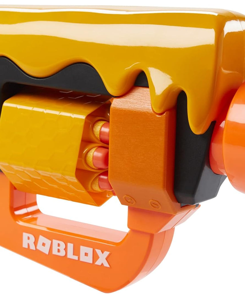 Nerf Roblox Adopt Me! Bees Lever Action Dart Blaster, 8-Dart Rotating Drum, 8 Nerf Elite Darts, Exclusive Virtual Item Code, Indoor & Outdoor Play
