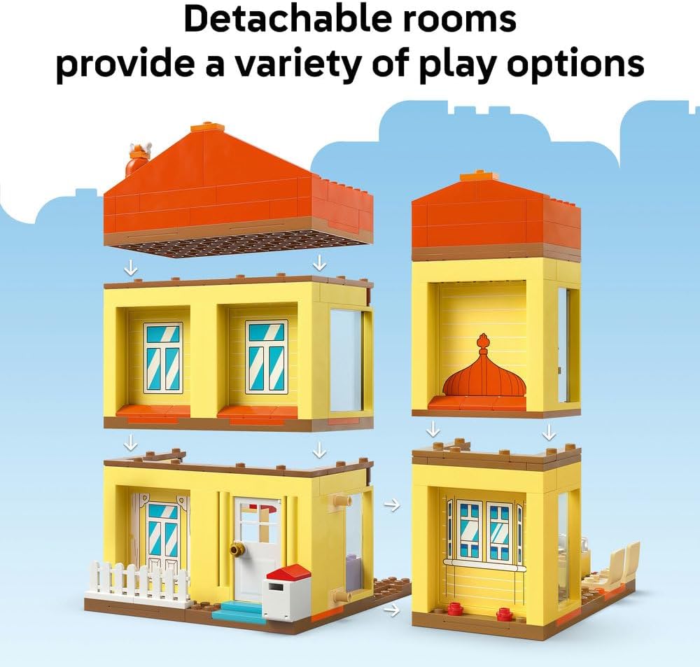 LEGO Bluey: Bluey's Family House Toy - Modular Playset with Multiple Rooms, a Garden, 4 Minifigures & Fun Accessories - Birthday Gift for 4+ Year Old Girls & Boys or TV Show Fans - 11203