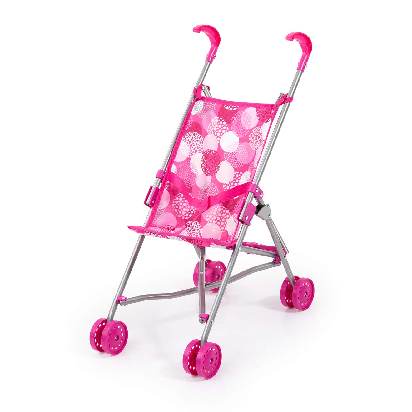 Bayer Dolls Buggy Pink for 46cm Dolls, Foldable Pushchair Stroller with Double Wheels and Safety Belt, 3Y+ Years